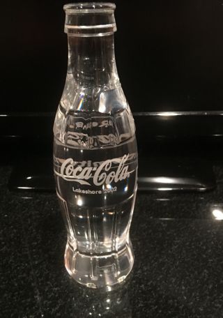 Coca - Cola Crystal Bottle - Lakeshore 2002 Made In Canada