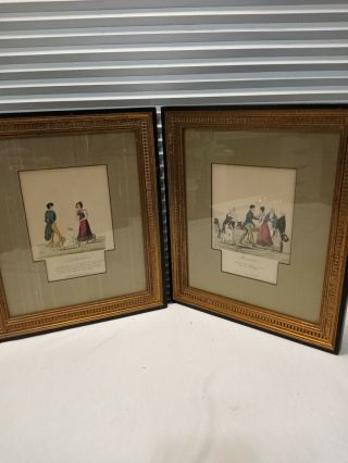 Set Of 2 Framed Antique 1825 Humorous Prints By Thomas Mclean