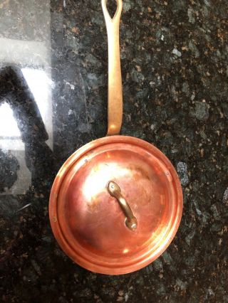 William Sonoma Mauviel Copper 8 3/4 " Sauteuse Pan Stainless Steel Lined W/lid