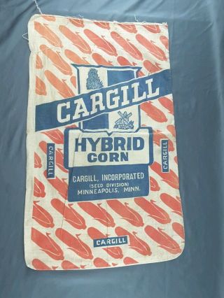 Vintage Cargill Seed Corn Cloth Sack Mpls. ,  Minn.  Hybrid Bag