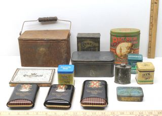 13 Pc Vintage Collectible Advertising Tobacco Tins George Plug,  Big Ben,  Edgeworth