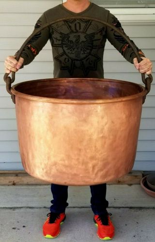 Large Copper Apple Butter Kettle Cauldron Pot Handcrafted Dovetail