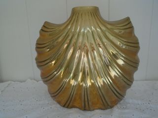 Vintage Heavy 10 Lbs.  12 Oz.  Solid Brass Sea Shell Vase Deco 10 1/4 " Tall Taiwan