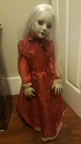 Spirit Halloween Roaming Antique Doll Red Dress Rare Find Creepy Voice Prop