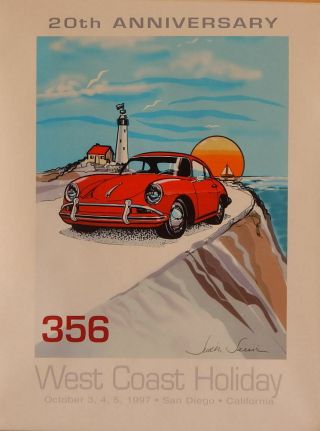 West Coast Holiday ’97 San Diego Porsche 356 Event Poster Signed By Judith Savic