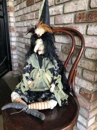 Halloween Witch Doll Thelma Gathered Traditions By Joe Spencer Shelf - Sitter