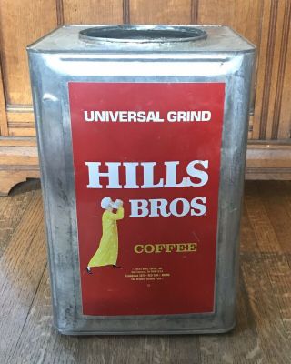 Vintage Regular Hills Bros 20 Lb Large Coffee Food Advertising Can