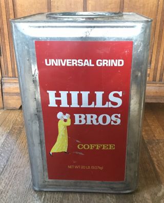 Vintage Regular Hills Bros 20 Lb Large Coffee Food Advertising Can 3