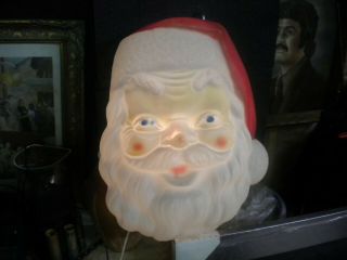 Large Vintage Blow Mold Santa Claus Face Christmas Decoration 18 Inches
