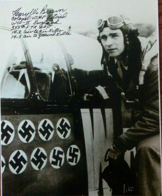 Wwii 8th Air Force 355th Fighter Group Ace Henry Brown Signed B&w 8x10 Photo