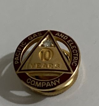 Vintage Pacific Gas And Electric 14k Gold Service Pin W/ Diamond Chip