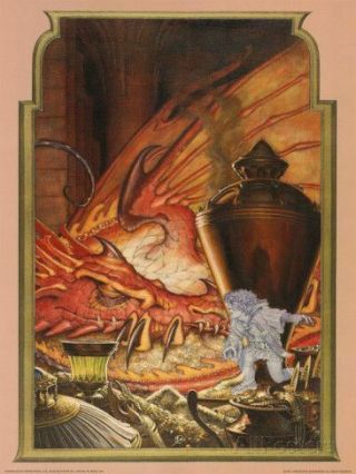 Art Poster Print - Lotr Invisible Thief Bilbo & Smaug By Steve Hickman - 18 " X24 "