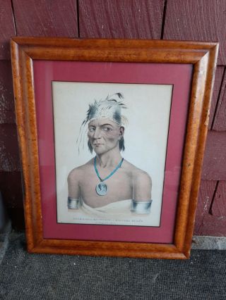 1837 Antique Chippewa Indian Chief Lithograph By J.  H.  / Bufford 