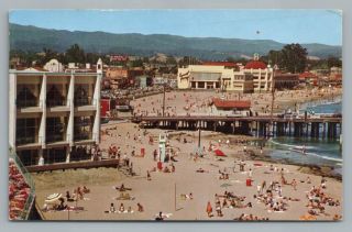 Beach Santa Cruz California Vintage Pc Casino Wharf Motel Postcard 1964