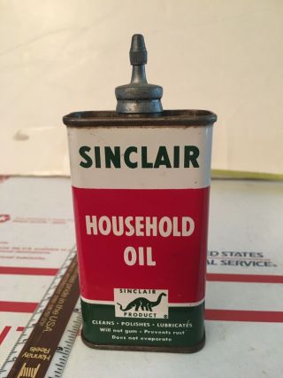 Sinclair Household Oil Lead Top Handy Oiler Vintage Lubricant Can Dino