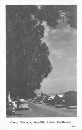 Autos Camp Grounds Seacliff Aptos Santa Cruz California 1950s Postcard 20 - 9919