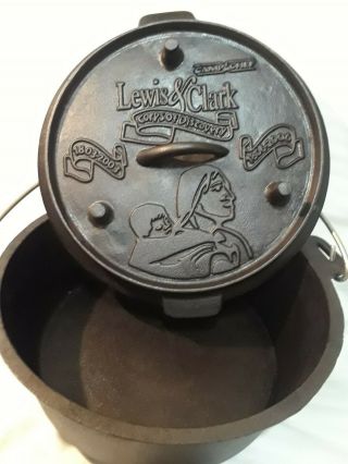 Cast Iron " Lewis & Clark " Dutch Oven W/ Lid