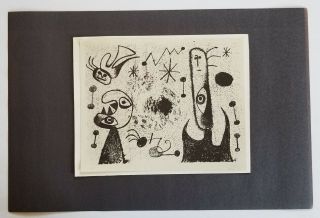 Joan Miro " Barcelona Series Xlvii " Mounted Offset Lithograph 1973 Platesigned