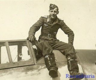 Best Luftwaffe Pilot W/ Flying Boots Seated On His Me - 109 Fighter Plane