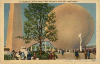 1939 Ny Worlds Fair Trylon And Perisphere Manhattan Post Card Co.  Linen Postcard