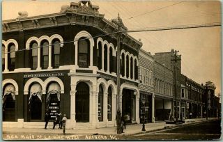 Anthony,  Kansas Rppc Real Photo Postcard " Main Street Looking West " 1912 Cancel