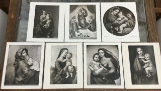 Antique Madonna And Child From Paintings By Raphael 10 " X 12 " B&w Art Prints