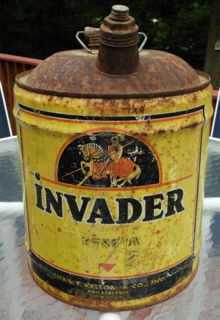 Vintage Invader 5 Gallon Motor Oil Can