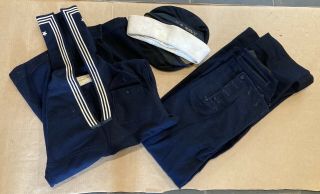 Wwii Us Navy Sailor Wool Cracker Jack Uniform Top,  Button Front Pants With Hats