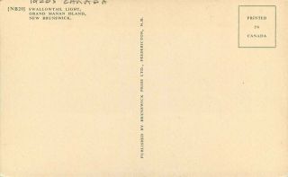 Canada Swallowtail Light Grand Manan island Brunswick 1920s Postcard 6741 2