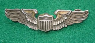 Wwii Us Army Air Force Sterling 3 " Pilot Wings Usaaf Full Sized Curved
