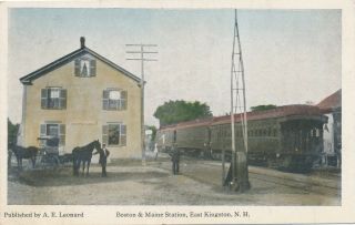 East Kingston Nh – Boston & Maine Railroad Station – Hand Colored Postcard
