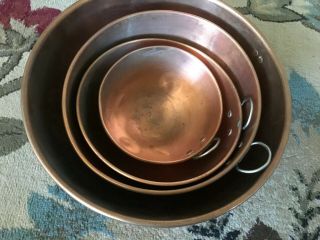 Vintage Copper Mixing Bowl Nesting Bowls Set Of 4 Hanging Bowls French Kitchen