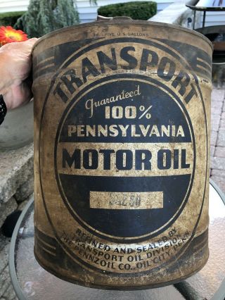 Vintage 5 Gallon Transport Pennzoil Oil City Pa Gas Oil Advertising Metal Can