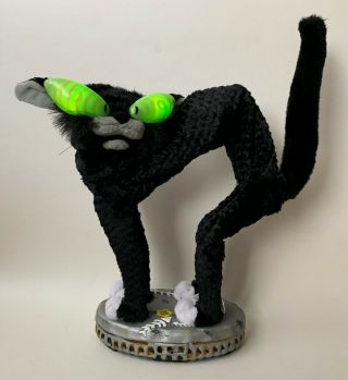 Gemmy Animated Singing Black Fraidy Cat Halloween Decoration Green Eyes Light Up