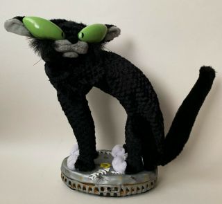 Gemmy Animated Singing Black Fraidy Cat Halloween Decoration Green Eyes Light Up 2