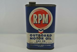 Rpm Outboard Motor Oil Can Sae 30 Chevron Vintage 1 Quart Auto Gas Man Cave