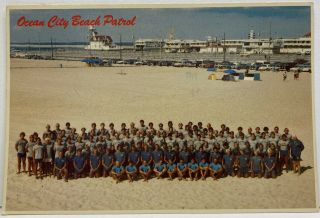 Ocean City Beach Patrol Group Photo 1982 Beach Ocean Scene Photo Postcard