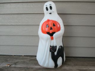 Halloween Decor - Empire Plastics Ghost Pumpkin Cat Lighted Blow Mold 34 " Tall