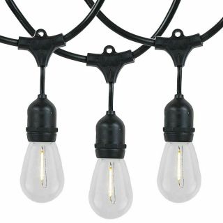 48 Foot Led Filament S14 Suspended Edison Outdoor Market Patio String Lights