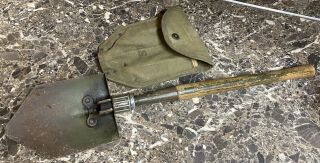 Wwii Us Army Ames 1945 Entrenching Tool Folding Shovel,  I.  Q.  M.  D 1944 Cover