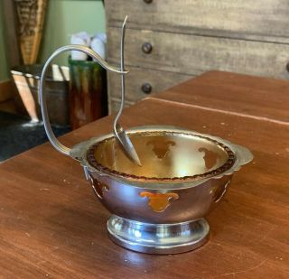 Vintage Krome Kraf Faber Bros.  Sugar Bowl Or Serving Dish With Spoon