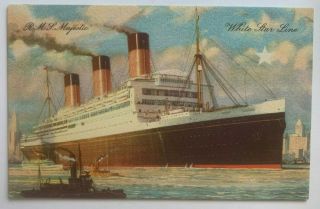 Postcard White Star Line Rms Majestic Ship Ocean Liner Steamer Steamship Boat