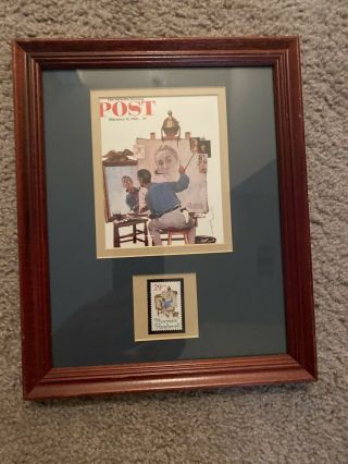 Norman Rockwell 1979 Triple Self Portrait Print With Stamp 11.  5 X 9.  5