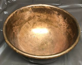 Vintage Copper Round Bowl 10 1/2 " In Diameter 6 " In Depth