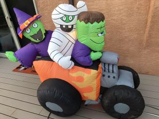 Frankenstein Mummy Witch Hot Rod Car Monster Halloween 6ft Airblown Inflatable