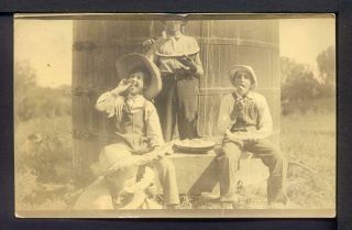 1910 Sargent Nebraska Boys Eating Watermelons Postcard Rppc
