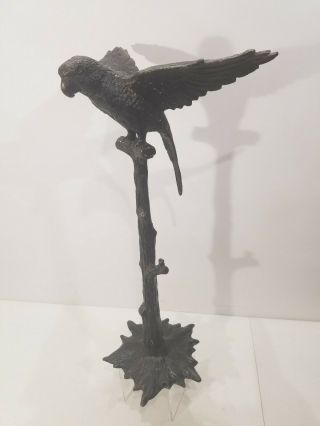 Maitland Smith Bronze Parrot Sculpture On Perch Stand 25 " Tall 10.  5 Pounds Fab