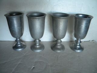 4 Vintage Wilton Pewter Rwp Armetale Plough Tavern Goblets 7 - 1/8 " Made In Usa