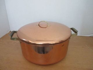 Copper & Brass 9 " Sauce Pan & Lid / Stockpot Stainless Steel Interior
