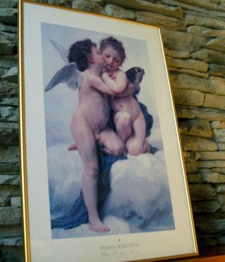 The First Kiss By Adolphe William Bouguereau Print Full Length 17 1/2 " X 27 "